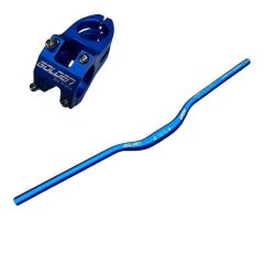 Bisiklet Alüminyum Direksiyon golden Kısa 40mm Gidon Boğaz Set 78 cm Yedek Parçası Mavi Renk