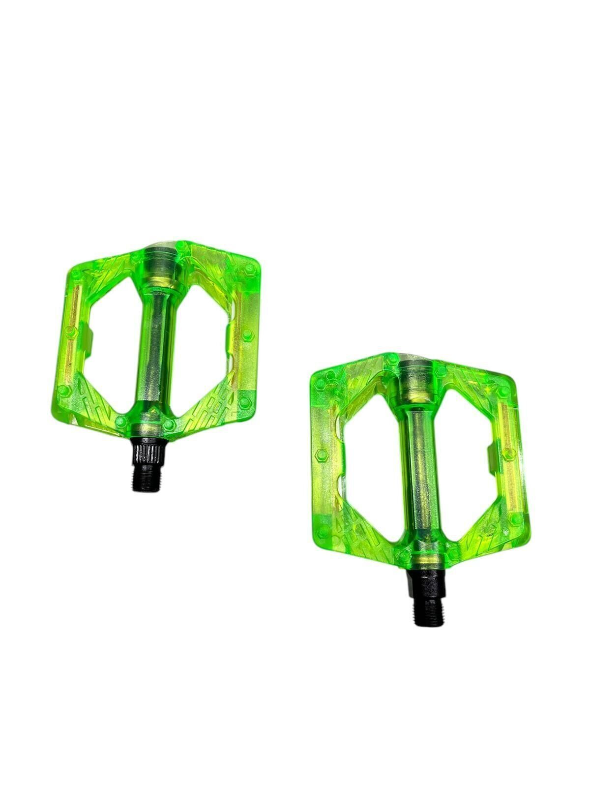 BİSİKLET PLATFORM PEDAL ÇİVİLİ TRANSPARAN YEŞİL ŞEFFAF