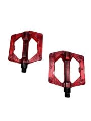 BİSİKLET PLATFORM PEDAL ÇİVİLİ TRANSPARAN KIRMIZI ŞEFFAF