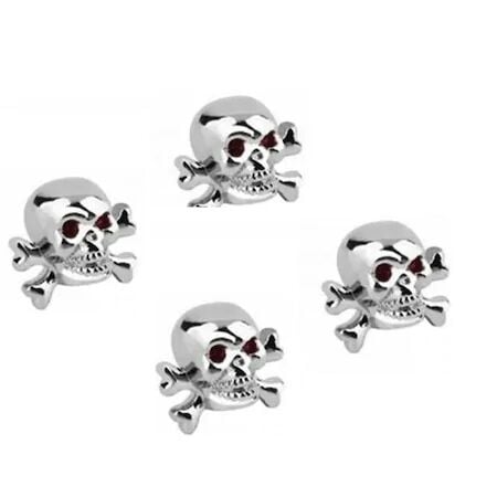 Bisiklet Motorsiklet Otomobil Kurukafa Toz Kapağı Krom Rengi 4 Adet