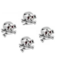 Bisiklet Motorsiklet Otomobil Kurukafa Toz Kapağı Krom Rengi 4 Adet