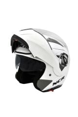 Çene Açılır Kask Vizörlü Ece Belgeli Beyaz