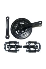 Bisiklet 3 Lü Aynakol 42t & Alüminyum Siyah Bilyalı Pedal Set