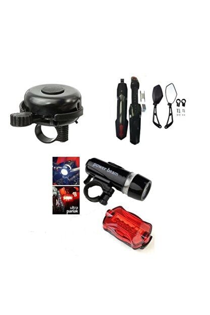 Bisiklet Ön Arka Aydınlatma Ve Aksesuar Seti ( 5 parça aksesuar )