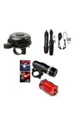Bisiklet Ön Arka Aydınlatma Ve Aksesuar Seti ( 5 parça aksesuar )