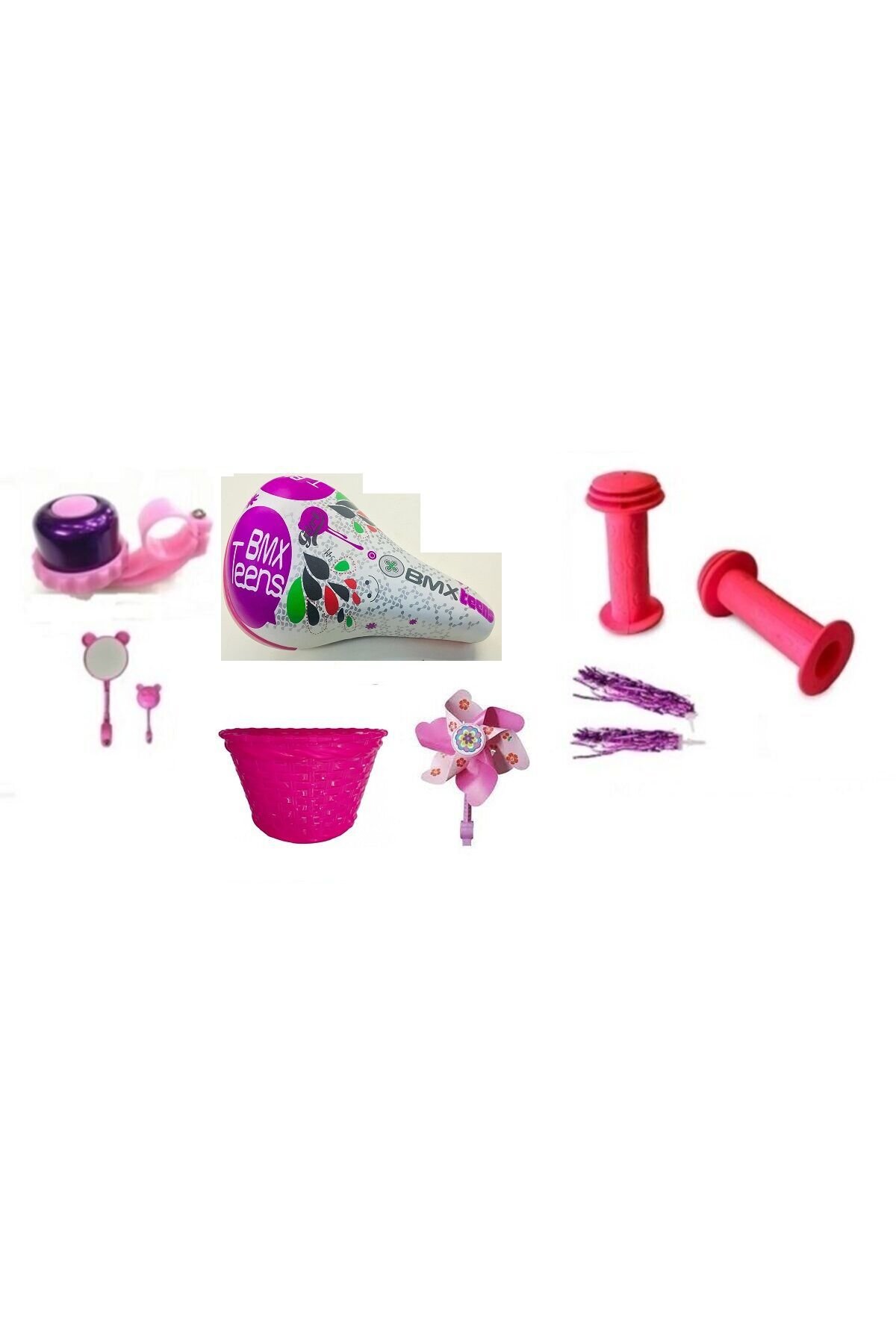 BİSİKLET PRENSES DEKORATİF SET 7 PARÇA  (ZİL AYNA SELE SEPET PÜSK