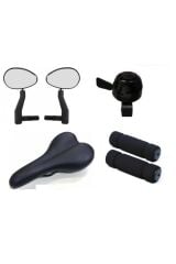 Bisiklet Sele Ve Aksesuar Seti Eko Paket 4 Parça ( Zil Ayna Sele Sünger Elcik)