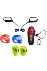 Bisiklet Jy 102 Ayna Ve Aksesuar Takımı 4 Parça( Ayna-korna-silikon Işık-sibop Işık)