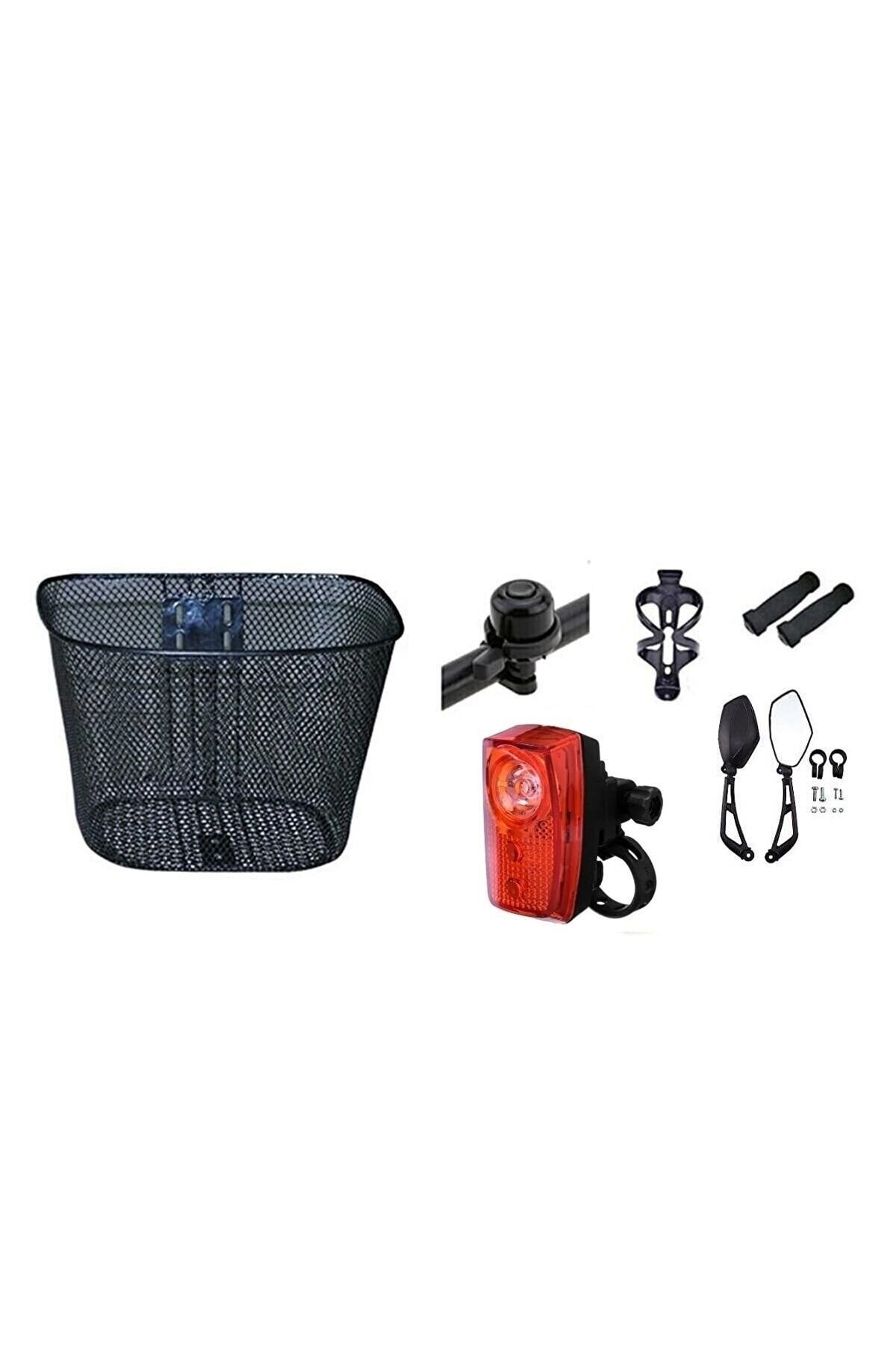 Bisiklet Ön Sepet Ve Aksesuar Seti 6 Parça Ekonomik Paket