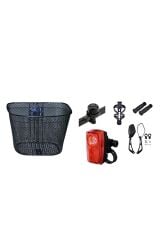 Bisiklet Ön Sepet Ve Aksesuar Seti 6 Parça Ekonomik Paket