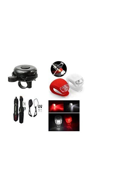 Bisiklet Aksesuar Seti 4 Lü Set ( silikon aydınlatma ön arka-çamurluk-zil-suluk kafes)
