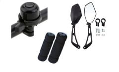 Bisiklet Aksesuar Set Zil-Elcik-Ayna 3'lü Siyah