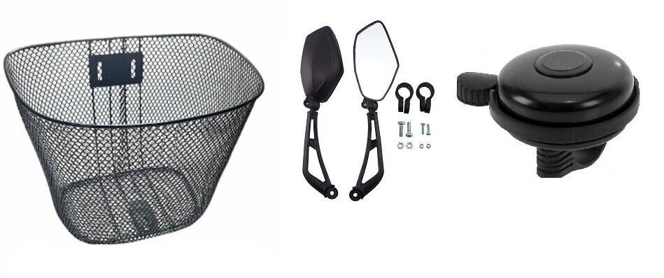 Bisiklet Ön Sepet Zil Ayna Kombin Set 3'lü