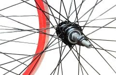 26 çift kat jant kırmızı rulmanlı göbek siyah tel ön arka jant seti