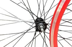 26 çift kat jant kırmızı rulmanlı göbek siyah tel ön arka jant seti