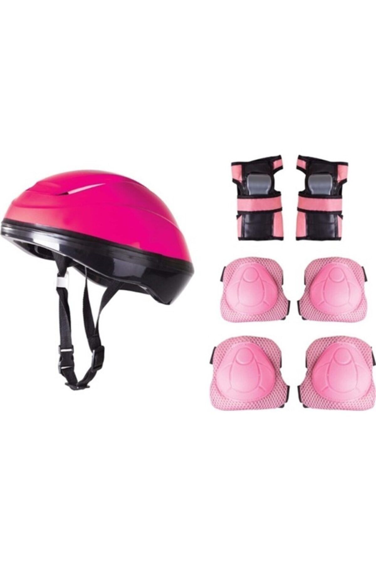 F-sports Kask Dizlik Dirseklik Koruyucu Seti Pembe Renk