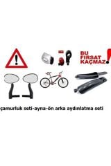 Bisiklet Ayna Çamurluk Aydınlatma Set Halinde 3 Parça