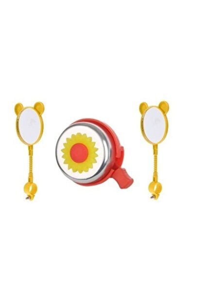 Bisiklet Dekoratif Ayna&çiçekli Zil Seti Kırmızı