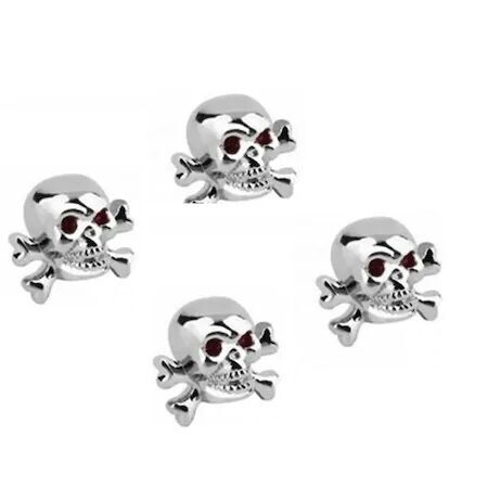 Bisiklet Motorsiklet Otomobil Kurukafa Toz Kapağı Krom Rengi 4 Adet