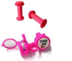 Bisiklet Aynalı Zil Pembe & Pembe Elcik  Set Halinde