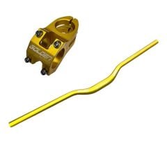 Bisiklet Alüminyum Direksiyon golden Kısa 40mm Gidon Boğaz Set 78 cm Yedek Parçası sarı Renk