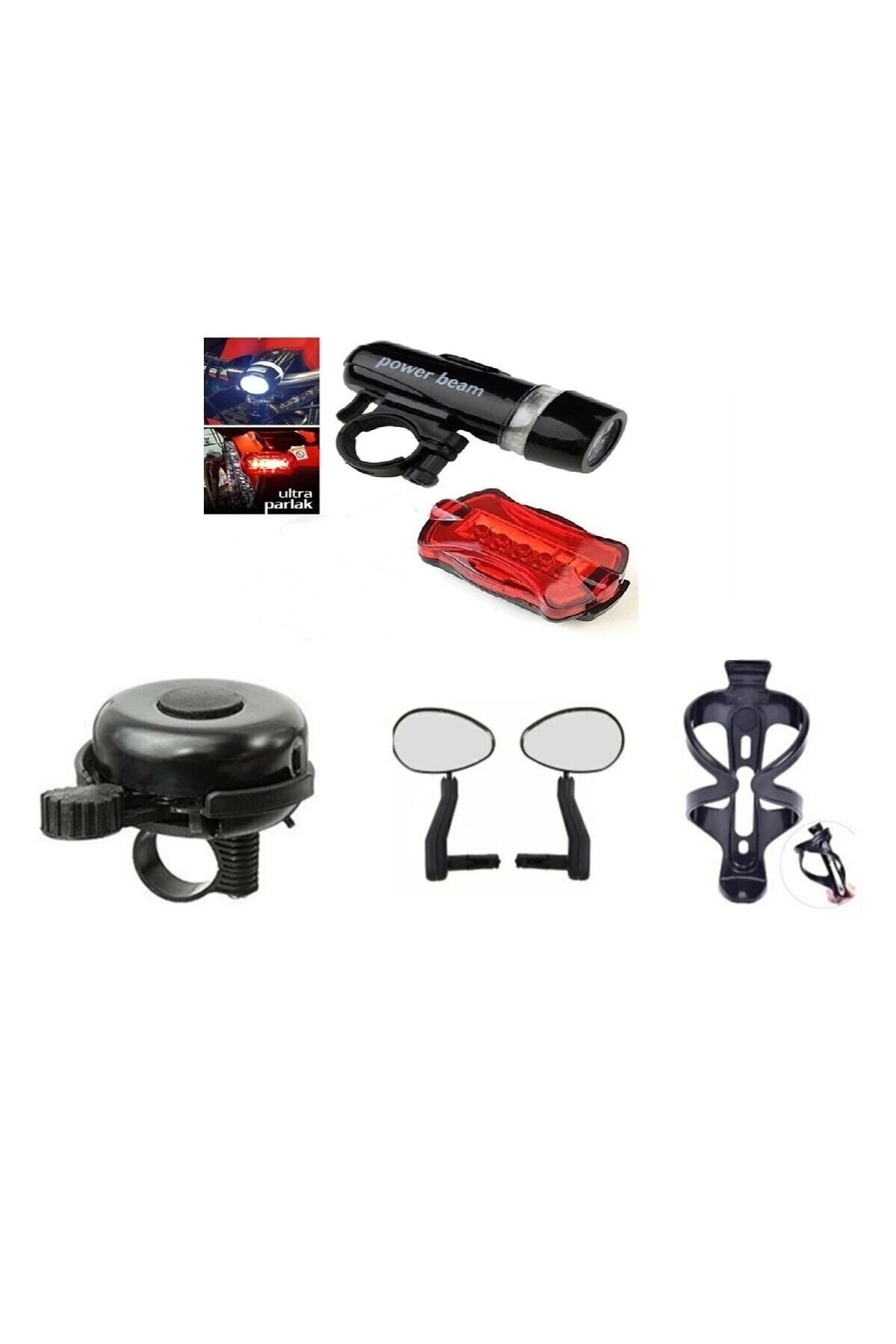 Bisiklet Ön Arka Aydınlatma& Aksesuar Seti (5 Li Kombin)
