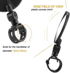 2 ADET Geniş Açı Bisiklet -Scooter Gidon Aynası - Dikiz Aynası Bisiklet Aksesuarı Bisiklet Ayna