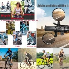 2 ADET Geniş Açı Bisiklet -Scooter Gidon Aynası - Dikiz Aynası Bisiklet Aksesuarı Bisiklet Ayna