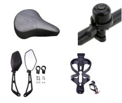 BİSİKLET YAYLI SELE AKSESUAR SETİ 4 PARÇA (ZİL-KAFES-SELE-AYNA)