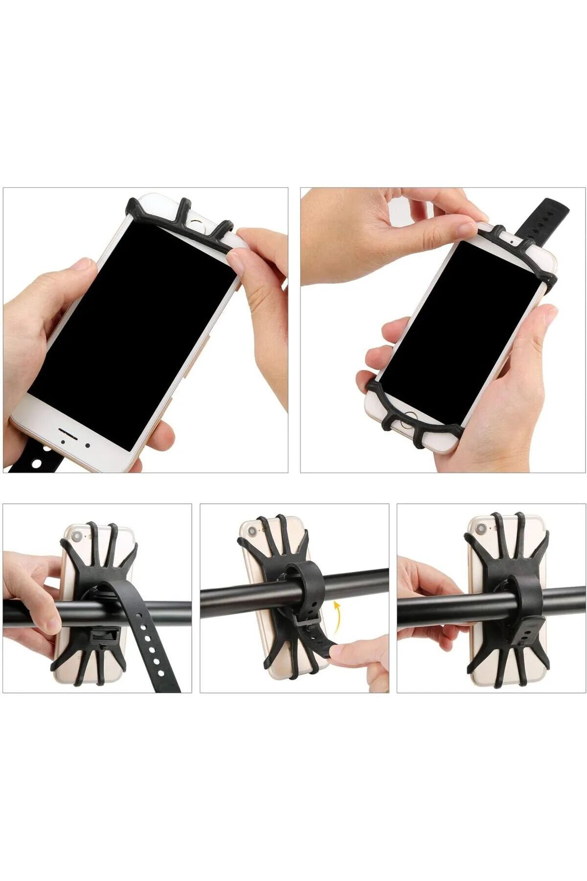 Telefon Tutucu Universal 360° Dönebilen Bisiklet - Motosiklet - Scooter Telefon Tutucu Silikon