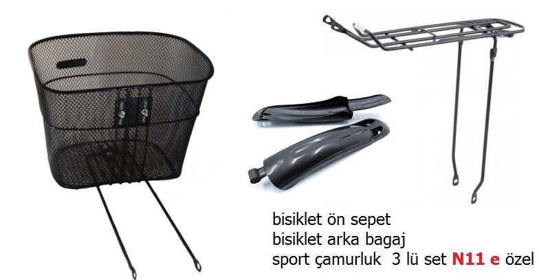 Bisiklet Ön Sepet&Çamurluk&Bagaj 3 Lü Set
