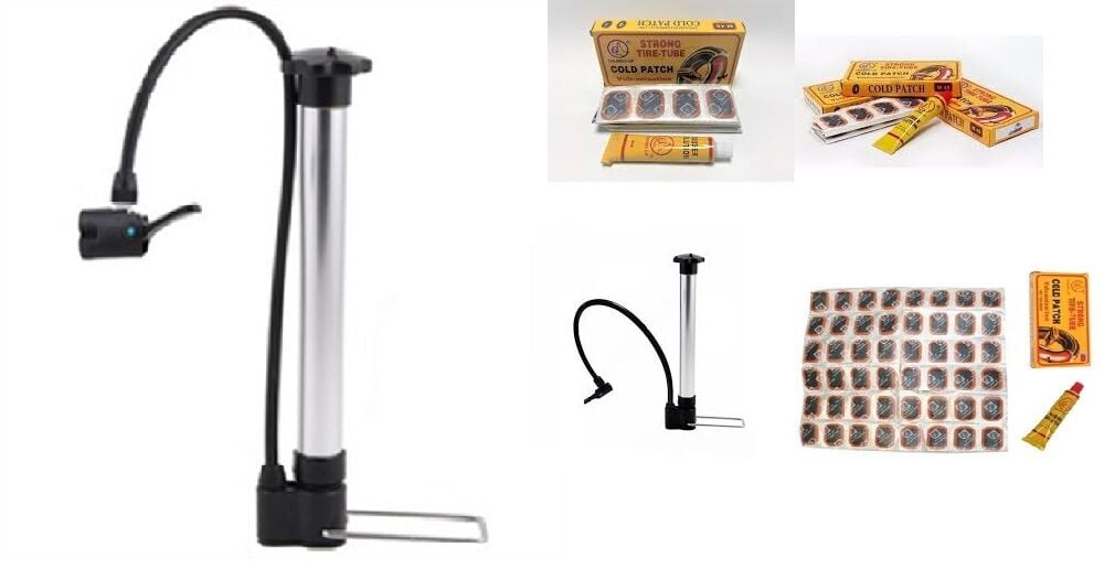 Kısa Alüminyum Bisiklet Pompası + 48'li Yama Seti