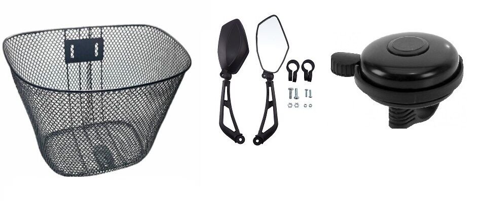 Bisiklet Ön Sepet Zil Ayna Kombin Set 3'lü