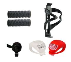 BİSİKLET ELCİK  & AKSESUAR SETİ ( SULUK KAFESİ-ZİL-SİLİKON IŞIK)