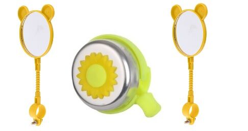 BİSİKLET DEKORATİF AYNA&ÇİÇEKLİ ZİL SETİ SARI