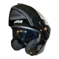 Çene Açılır Kask Vizörlü Siyah Ece Belgeli