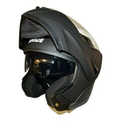 Çene Açılır Kask Vizörlü Mat Siyah Ece Belgeli