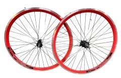 26 çift kat jant kırmızı rulmanlı göbek siyah tel ön arka jant seti