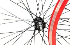 26 çift kat jant kırmızı rulmanlı göbek siyah tel ön arka jant seti